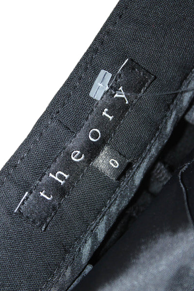 Theory Womens Ankle Black Wool Pants Button Closure Inseam 27 Size 0