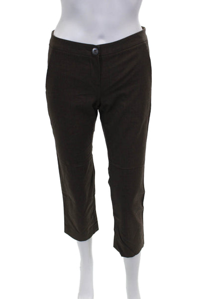Theory Women Brown Wool Cropped Pants Button Closure Size 0