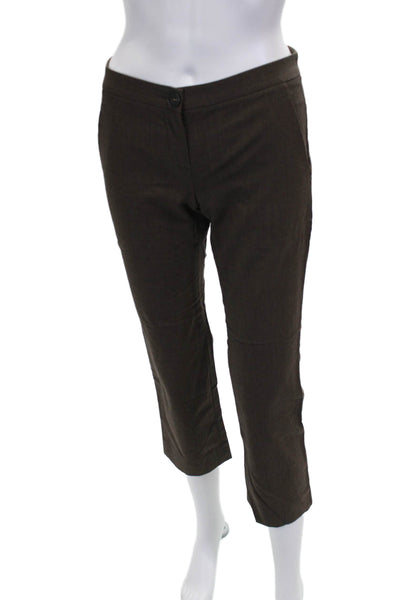 Theory Women Brown Wool Cropped Pants Button Closure Size 0