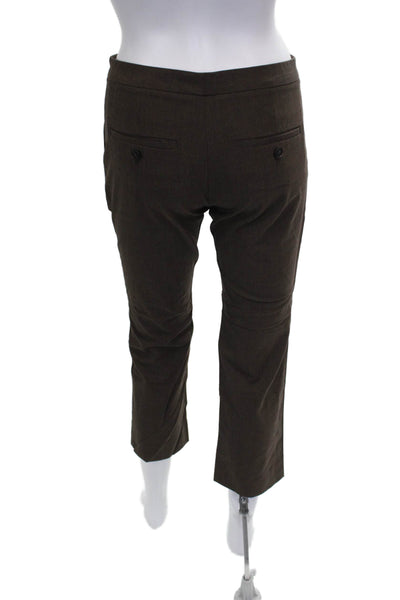 Theory Women Brown Wool Cropped Pants Button Closure Size 0