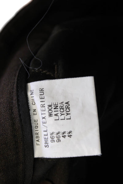 Theory Women Brown Wool Cropped Pants Button Closure Size 0