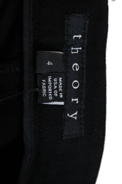 Theory Womens Black Ankle Pants Viscose Snap Inseam 28 Size 4
