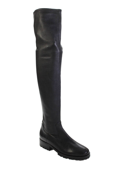 Paige Womens Faux Leather Over The Knee Boots Black Size 7