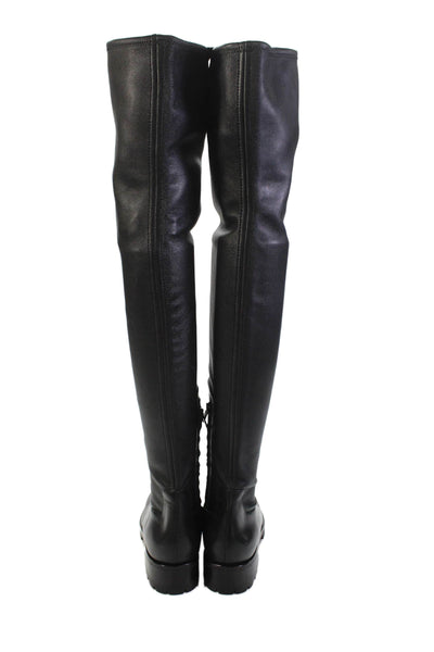 Paige Womens Faux Leather Over The Knee Boots Black Size 7