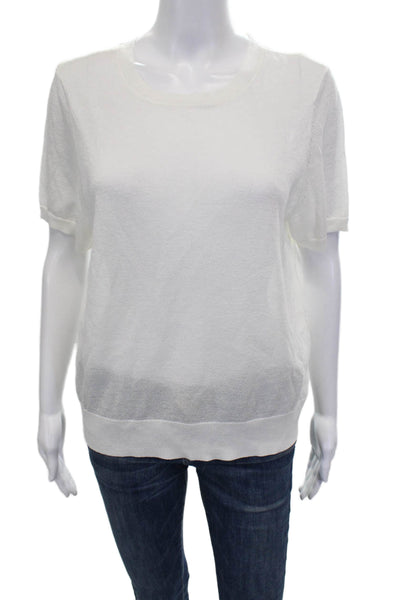 INC International Concepts Womens White Crewneck Tee Short Sleeve Size XL