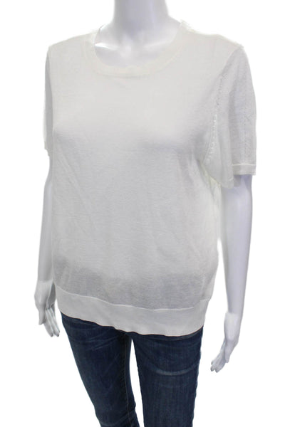INC International Concepts Womens White Crewneck Tee Short Sleeve Size XL