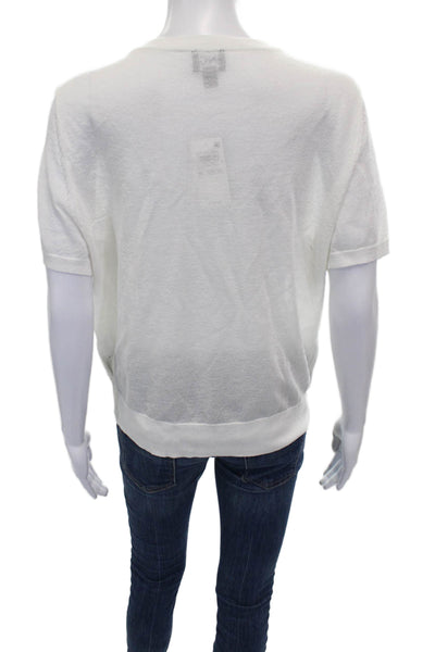 INC International Concepts Womens White Crewneck Tee Short Sleeve Size XL