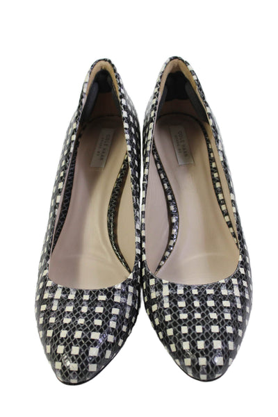 Cole Haan Women's Round Toe Cone Heel Gingham Print Pumps Size 8.5