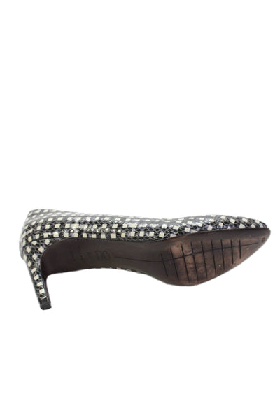 Cole Haan Women's Round Toe Cone Heel Gingham Print Pumps Size 8.5