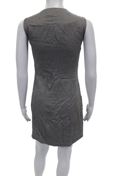 Intermix Women Wrap Dress Black Houndstooth V-Neck Sleeveless Viscose Size S