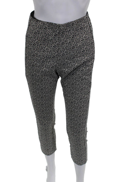Rag & Bone Women Cropped Animal Print Cotton Pants Black Zip Size 4