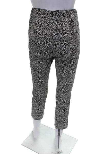 Rag & Bone Women Cropped Animal Print Cotton Pants Black Zip Size 4