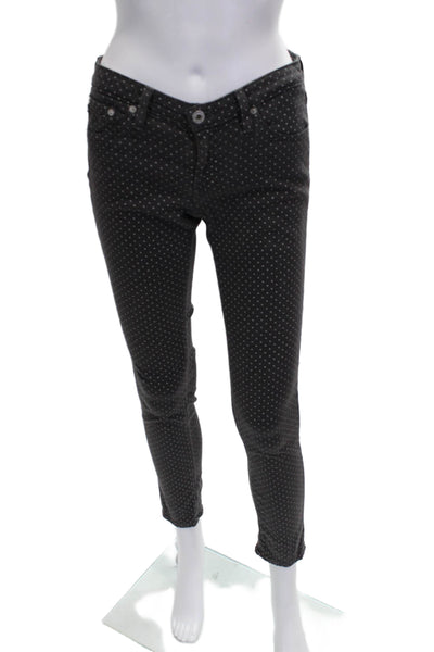AG Women Skinny Polka Dot Gray Cotton Jeans Button Size 26