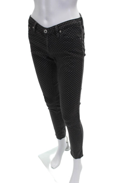 AG Women Skinny Polka Dot Gray Cotton Jeans Button Size 26
