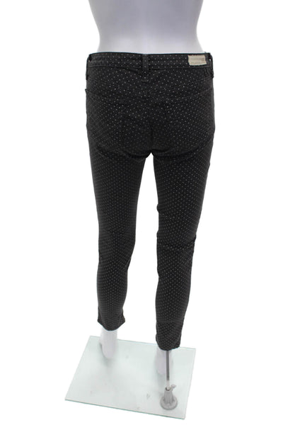 AG Women Skinny Polka Dot Gray Cotton Jeans Button Size 26