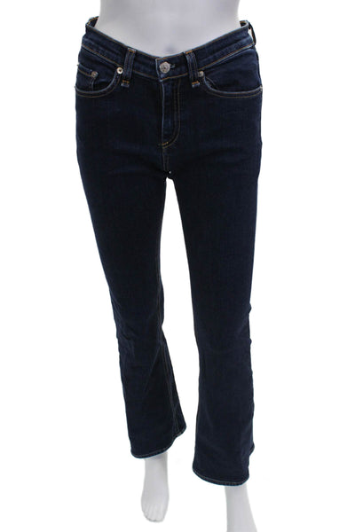 Rag & Bone Women Bootcut Jeans Blue Cotton Blend Button Size 27