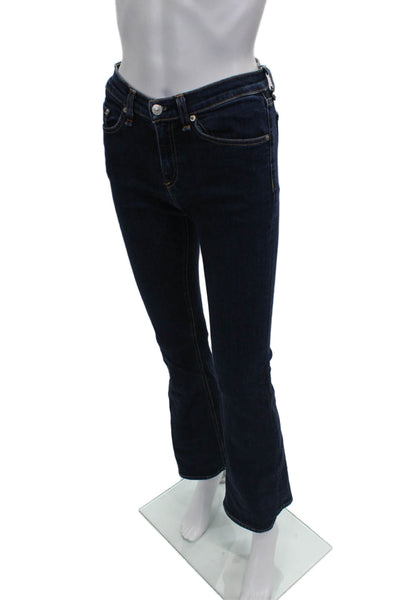 Rag & Bone Women Bootcut Jeans Blue Cotton Blend Button Size 27