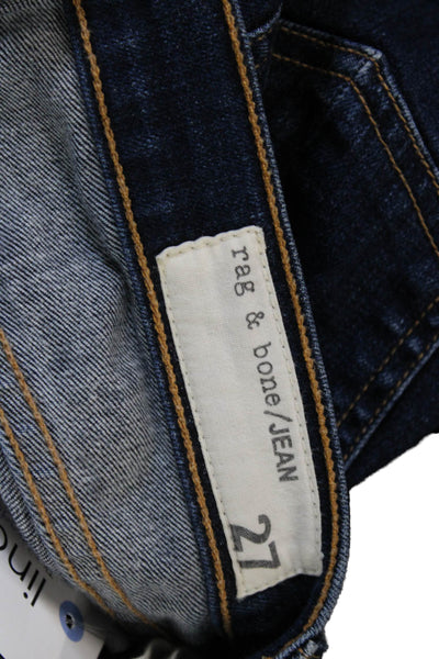 Rag & Bone Women Bootcut Jeans Blue Cotton Blend Button Size 27