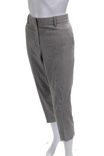 Theory Women Cropped Virgin Wool Gray Pants Zip 23in Size 4