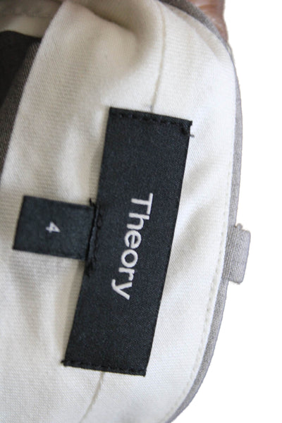 Theory Women Cropped Virgin Wool Gray Pants Zip 23in Size 4