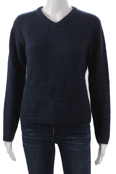 Jigsaw Women Blue Wool V-Neck Pullover Sweater Long Sleeve Size 1