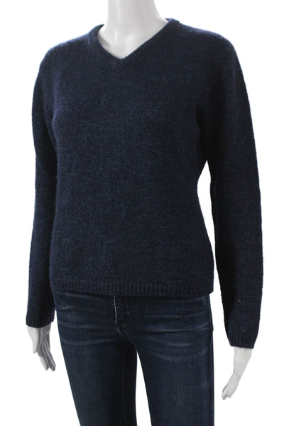 Jigsaw Women Blue Wool V-Neck Pullover Sweater Long Sleeve Size 1