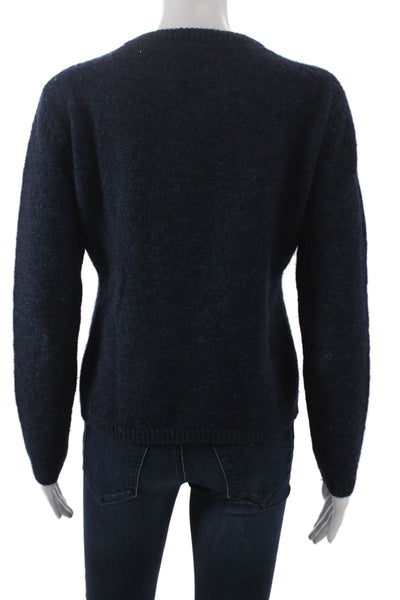 Jigsaw Women Blue Wool V-Neck Pullover Sweater Long Sleeve Size 1
