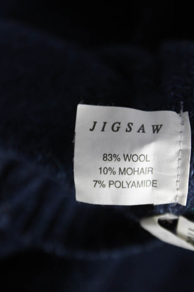 Jigsaw Women Blue Wool V-Neck Pullover Sweater Long Sleeve Size 1