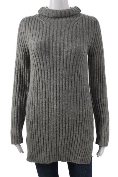 Chloe Womens Alpaca Turtleneck Tunic Sweater Gray Pullover Long Sleeve Size XS