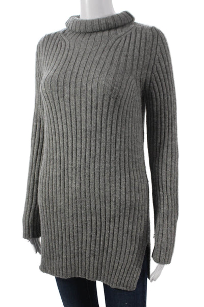Chloe Womens Alpaca Turtleneck Tunic Sweater Gray Pullover Long Sleeve Size XS