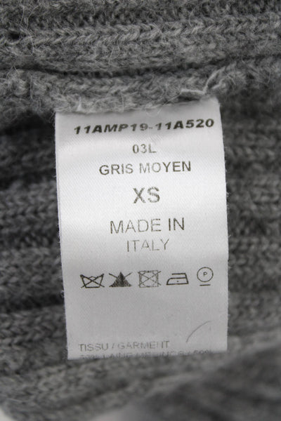 Chloe Womens Alpaca Turtleneck Tunic Sweater Gray Pullover Long Sleeve Size XS