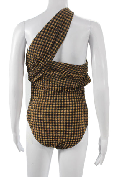 Nanushka Womens One Piece Sleeveless Asymmetrical Neck Check Polyester Size XS