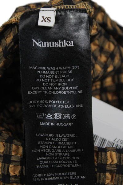 Nanushka Womens One Piece Sleeveless Asymmetrical Neck Check Polyester Size XS