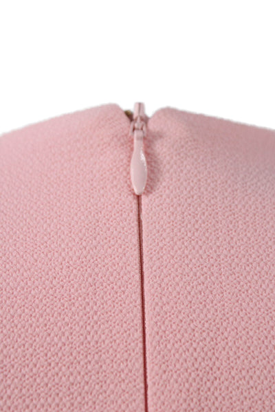 Emilia Wickstead Women Basic Solid Pink Blouse Round Neck 3/4 Sleeve Zip Size 4