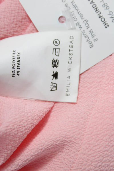 Emilia Wickstead Women Basic Solid Pink Blouse Round Neck 3/4 Sleeve Zip Size 4