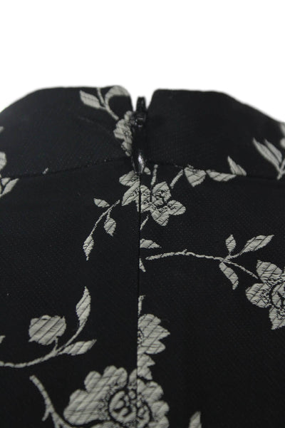 CO Womens Basic Black Viscose Floral High Neck Short Sleeve Blouse Size XS