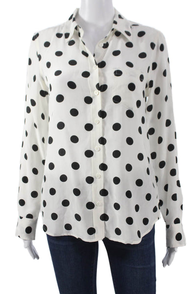 Equipment Femme Womens Silk Polka Dot Collared Button-Up Long Sleeve Size XS