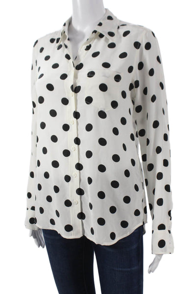 Equipment Femme Womens Silk Polka Dot Collared Button-Up Long Sleeve Size XS