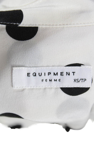 Equipment Femme Womens Silk Polka Dot Collared Button-Up Long Sleeve Size XS