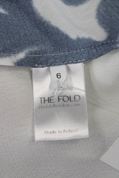 The Fold Women Basic Floral Viscose Blouse Long Sleeve Round Neck White Size 6