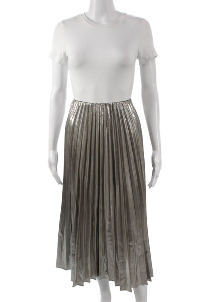 MNG Womens Pleated Skirt Silver Polyester Midi Pull On Size XS