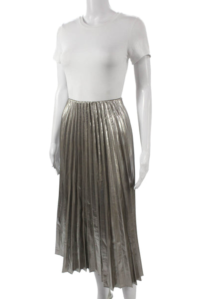 MNG Womens Pleated Skirt Silver Polyester Midi Pull On Size XS