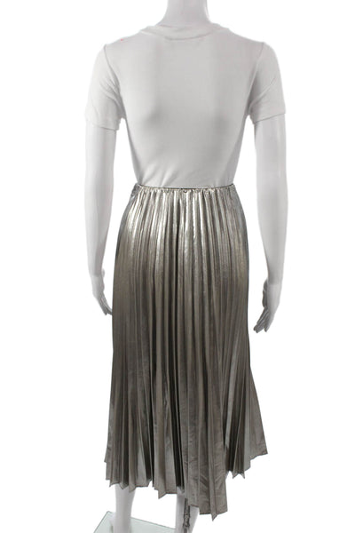 MNG Womens Pleated Skirt Silver Polyester Midi Pull On Size XS