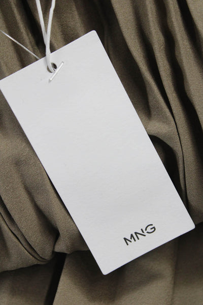 MNG Womens Pleated Skirt Silver Polyester Midi Pull On Size XS