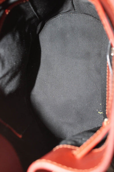 Sezane Womens Leather Tie Front Closure Shoulder Handbag Cinnamon Brown