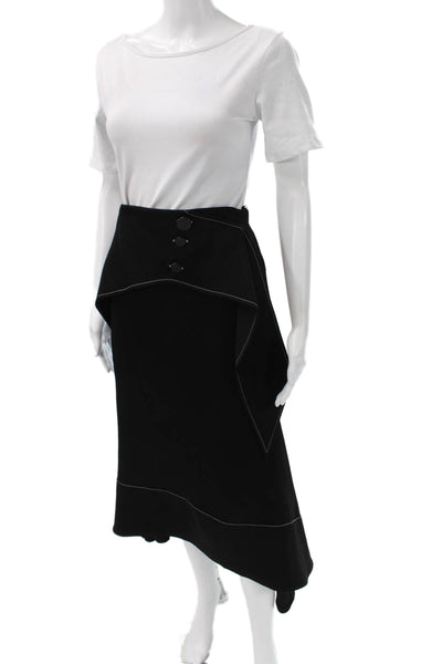 Ellery Womens Black Acetate Wrap Skirt Long Button Closure Size 2