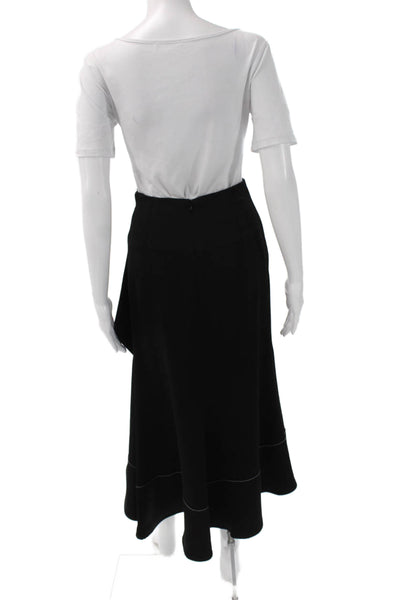 Ellery Womens Black Acetate Wrap Skirt Long Button Closure Size 2