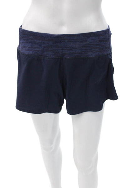 Outdoor Voices Women Athletic Blue Recycled Polyester Solid Shorts Size L