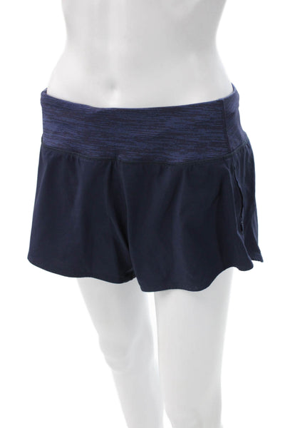 Outdoor Voices Women Athletic Blue Recycled Polyester Solid Shorts Size L