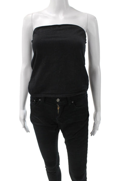 Reformation Womens Black Cotton Square Neck Sleeveless Tank Basic Size L
